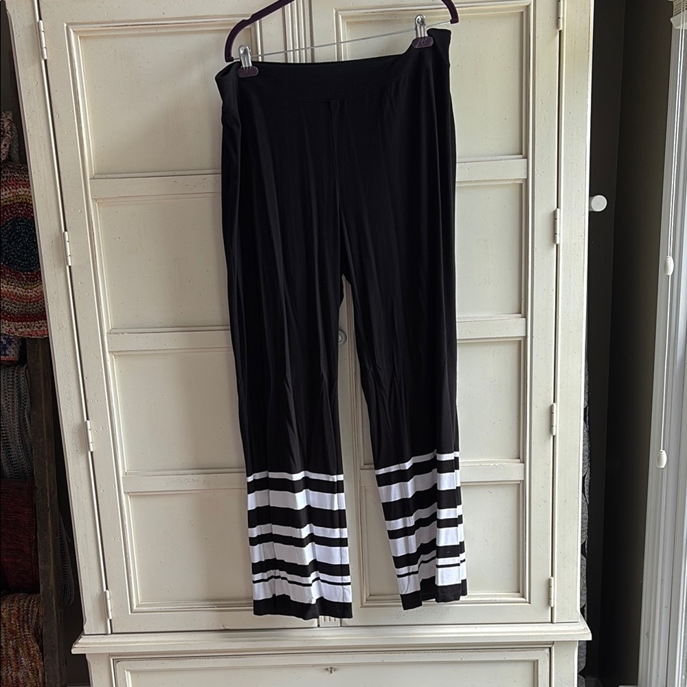 Chico's Black and White Striped Track Pants